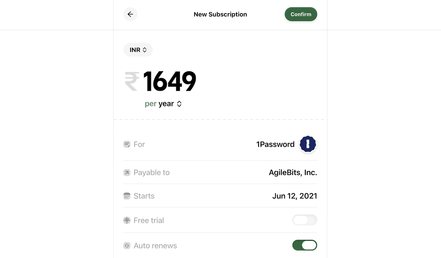 Set subscription details