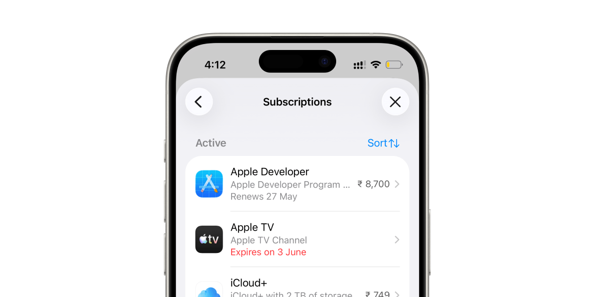 App store subscriptions list