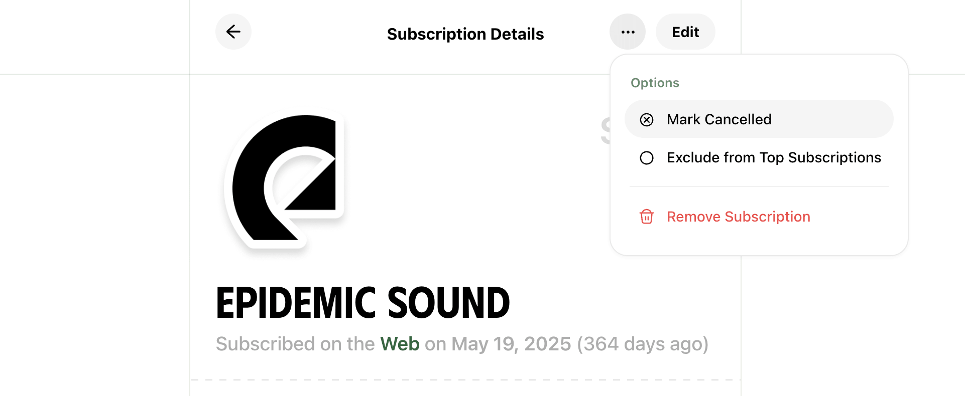 Cancel Epidemic Sound subscription